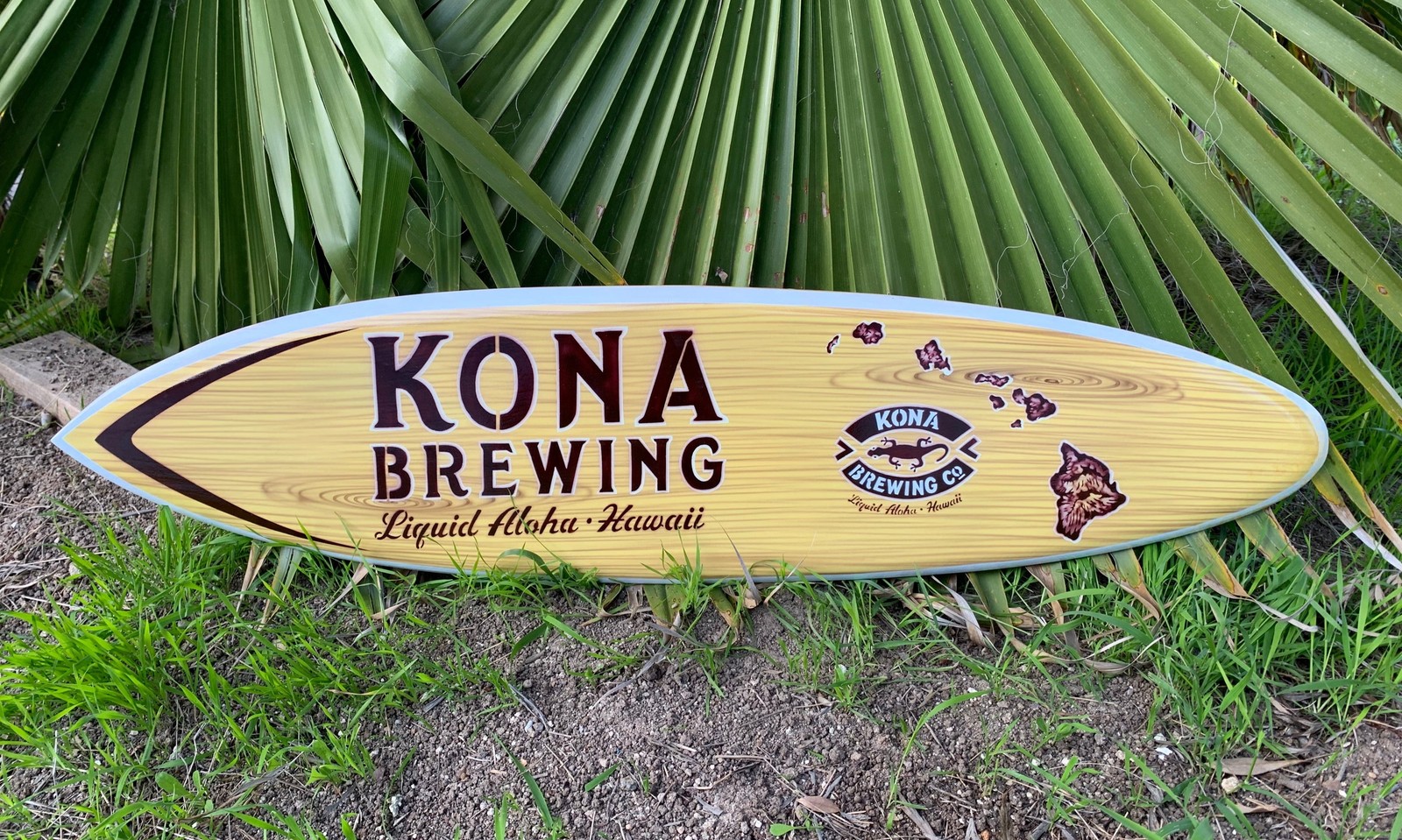 Kona Brewing Hawaii Airbrushed Surfboard Wall Plaque Liquid Aloha 39″x 10”