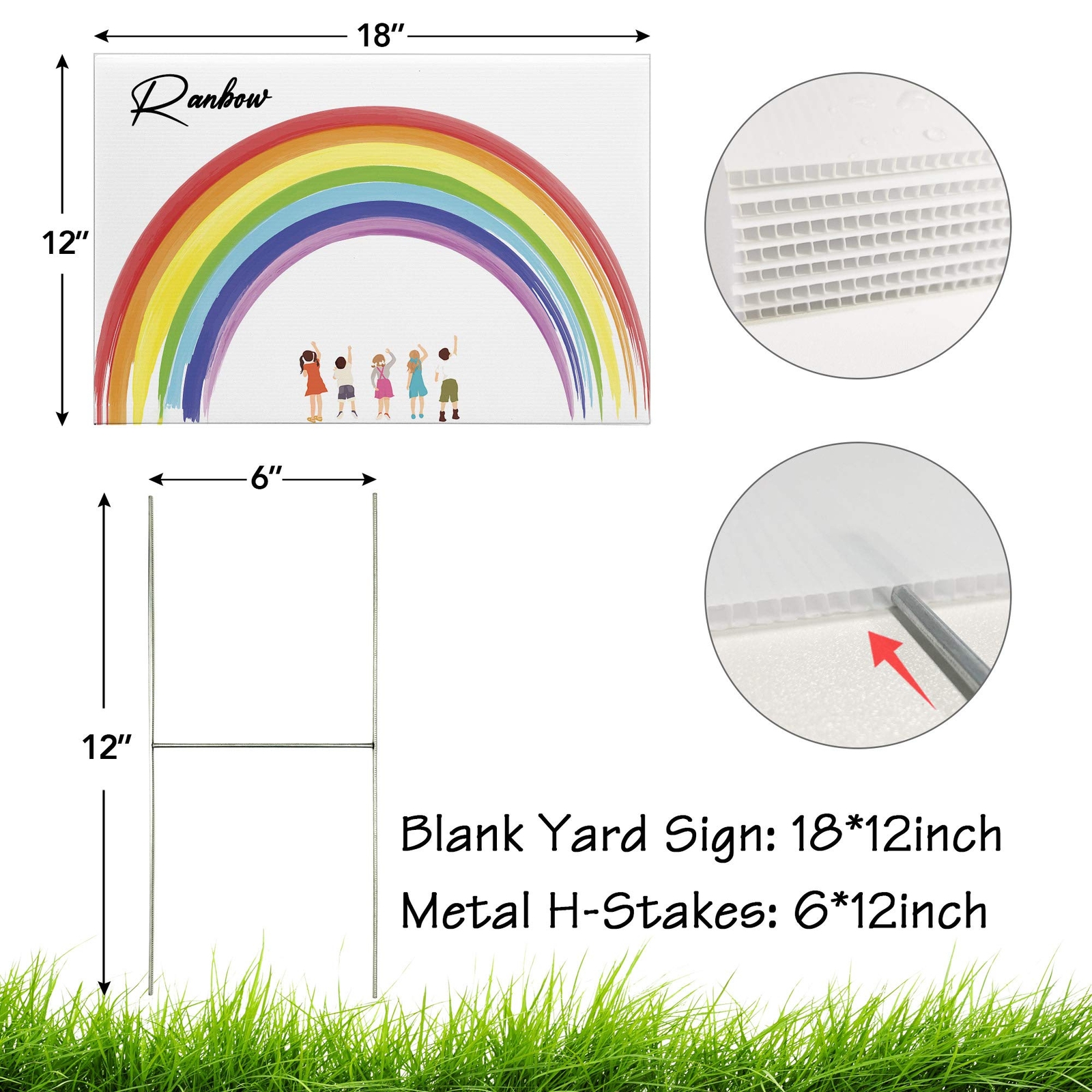 Blank Yard Lawn Signs 4 Pack 18 x 12 Inches White Plastic For Happy BirthdayG…