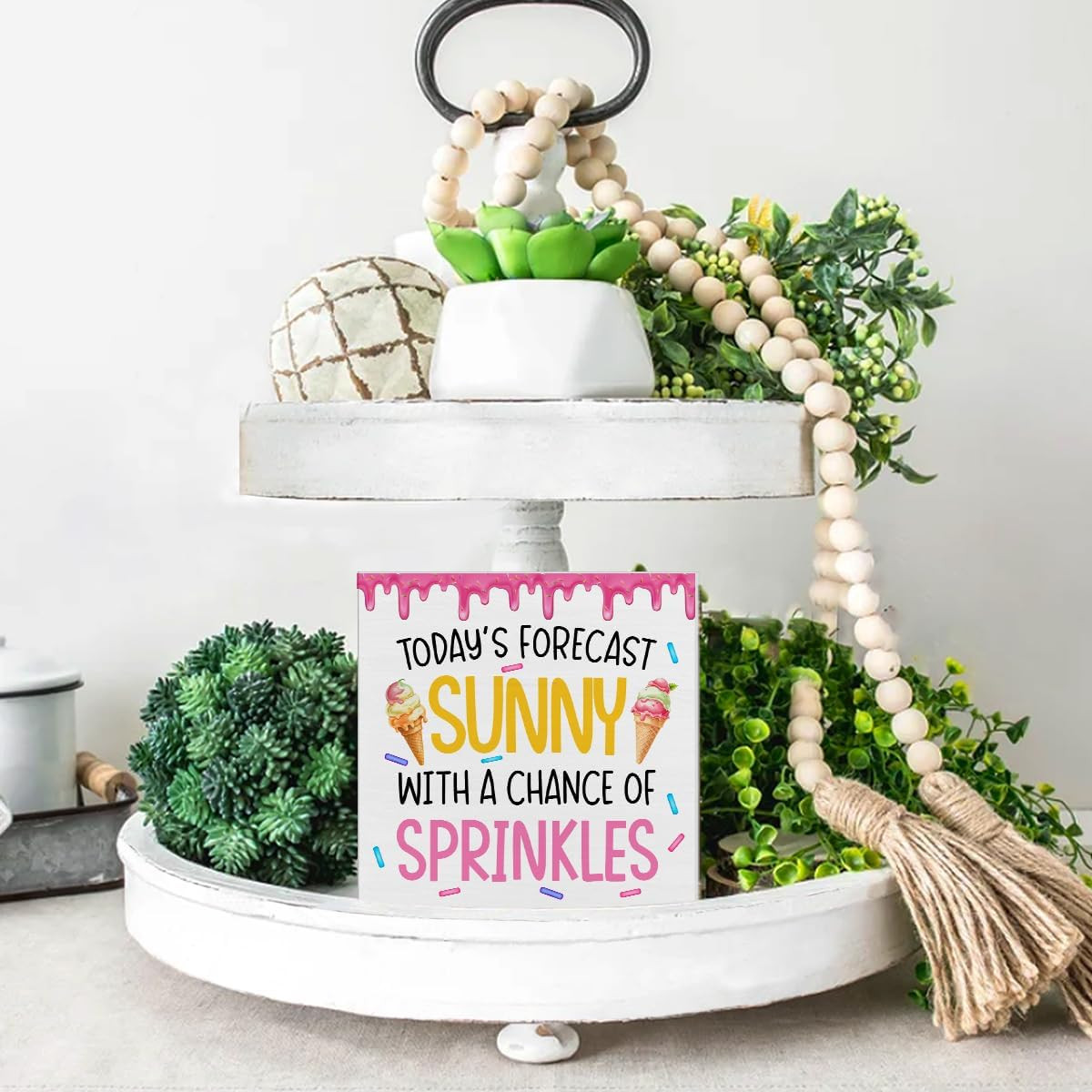 Summer Home Decor Decorative Gifts for Men Women Friends Sprinkles Wood Sign Ice