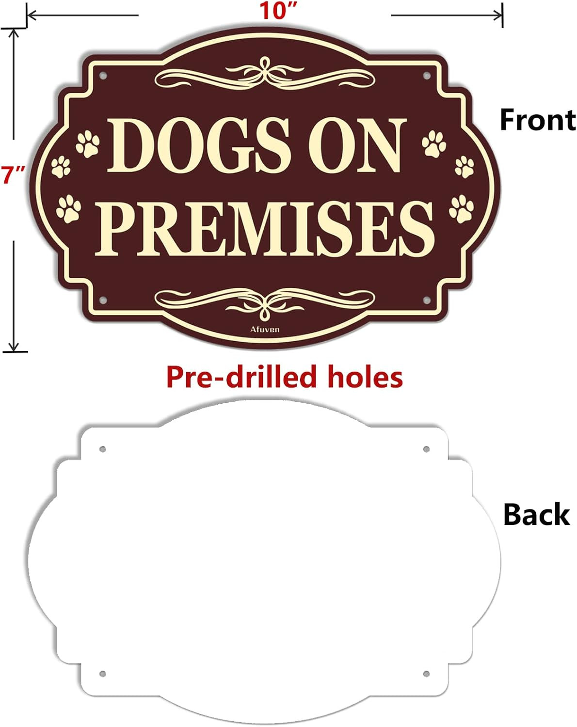 10” x 7” Dog on Premises Sign Reflective Sturdy Rust-Free Aluminum Weatherp…
