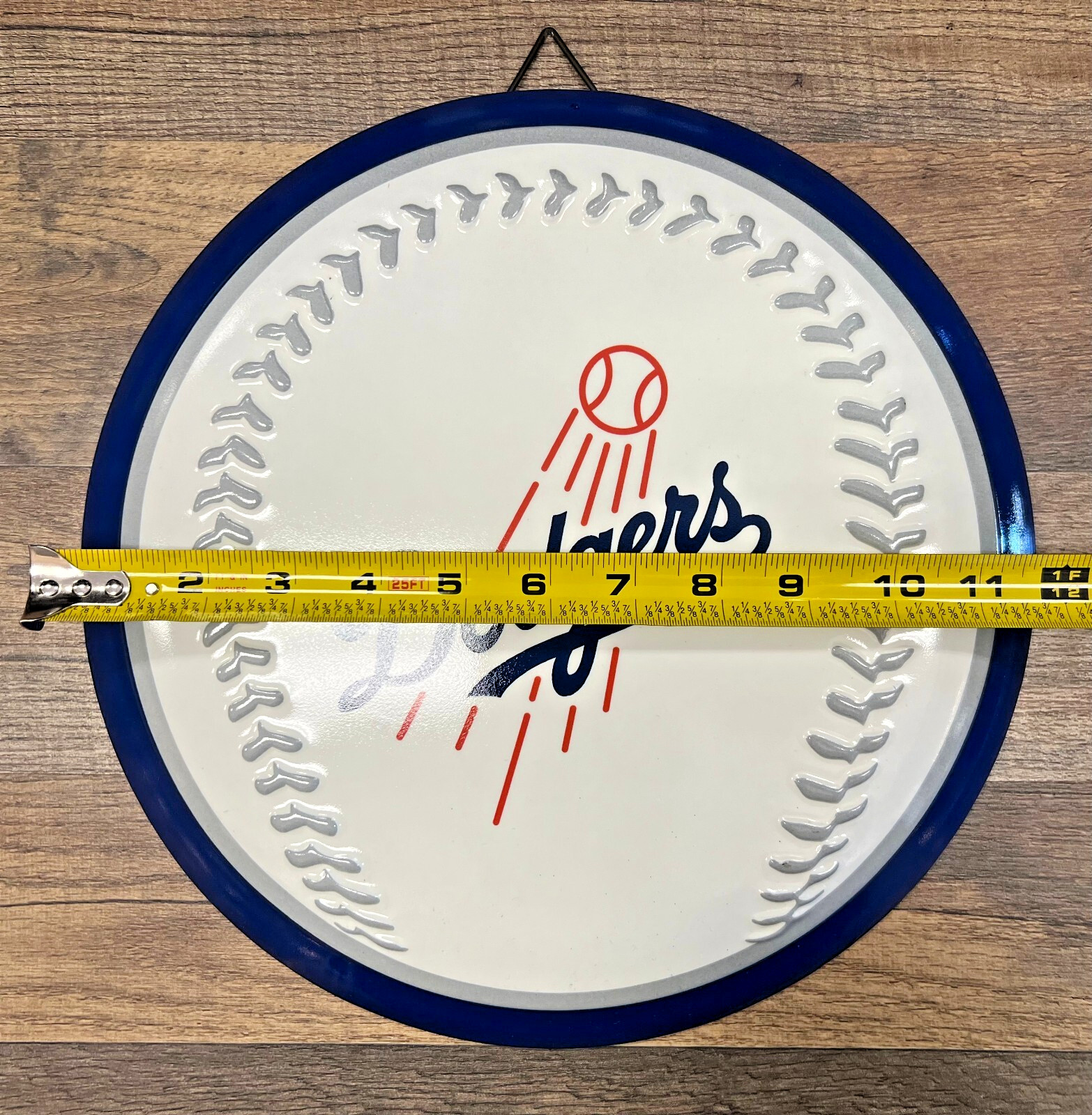 Dodgers Baseball Embossed Metal Button Sign 12″ Diameter