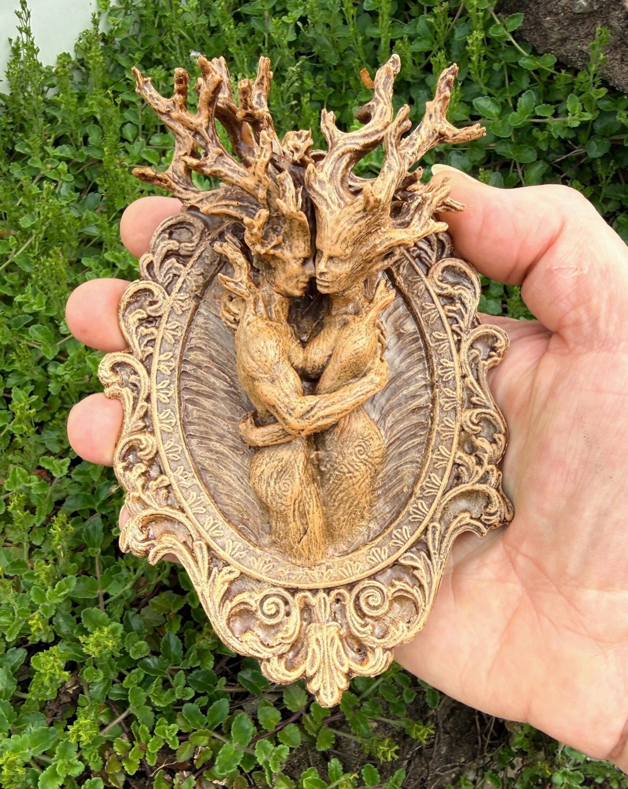 Amor Silvanus Dryads Wall Plaque Resin Tree Spirit Forest Couple Figurine Decor