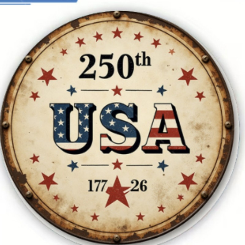 Vintage 250th Anniversary 1776-2026 USA Flag Metal Sign Patriotic Wall Decor