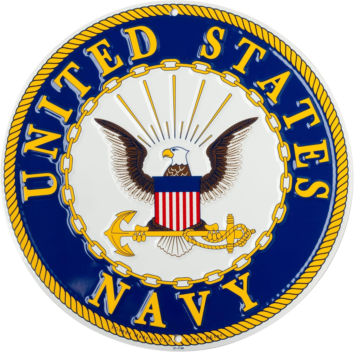 United States Navy Aluminum Metal round Sign, 12 Inch Diameter | USN Navy, Wall