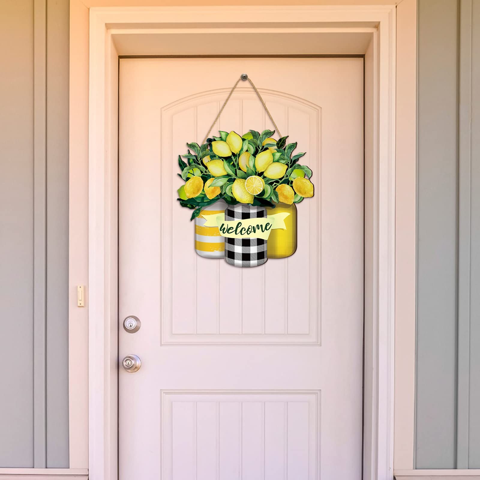 Summer Decorations Lemon Welcome Wooden Door Wall Hanging Sign Gift