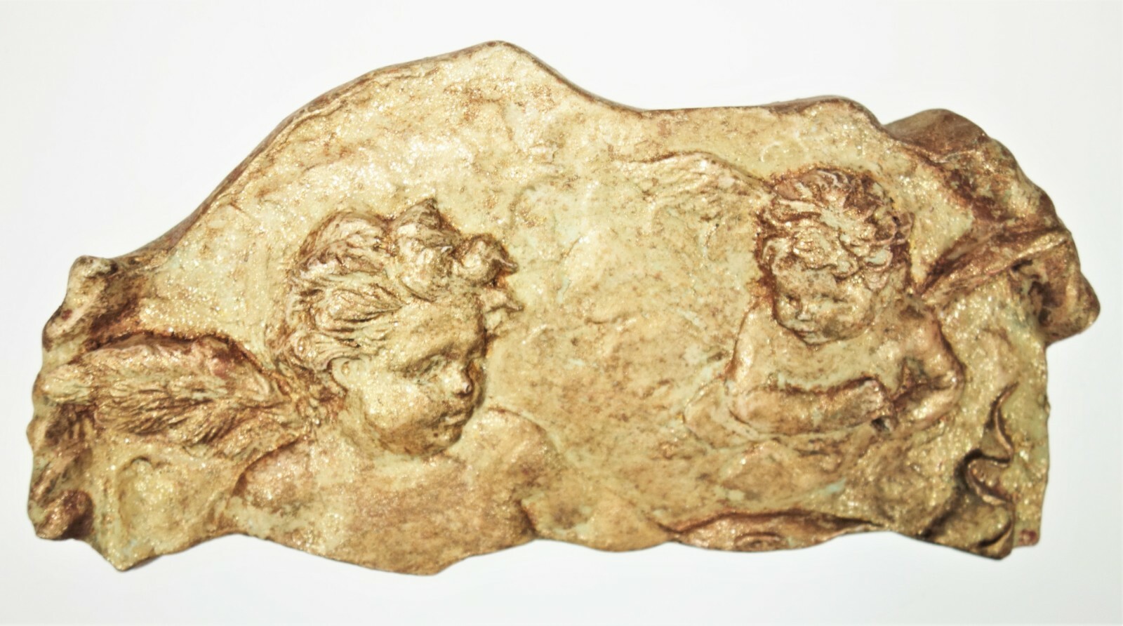 Cupid Cherub Angels Faux Ceramic Plaster Plaque Sign Wall Hanging Relief