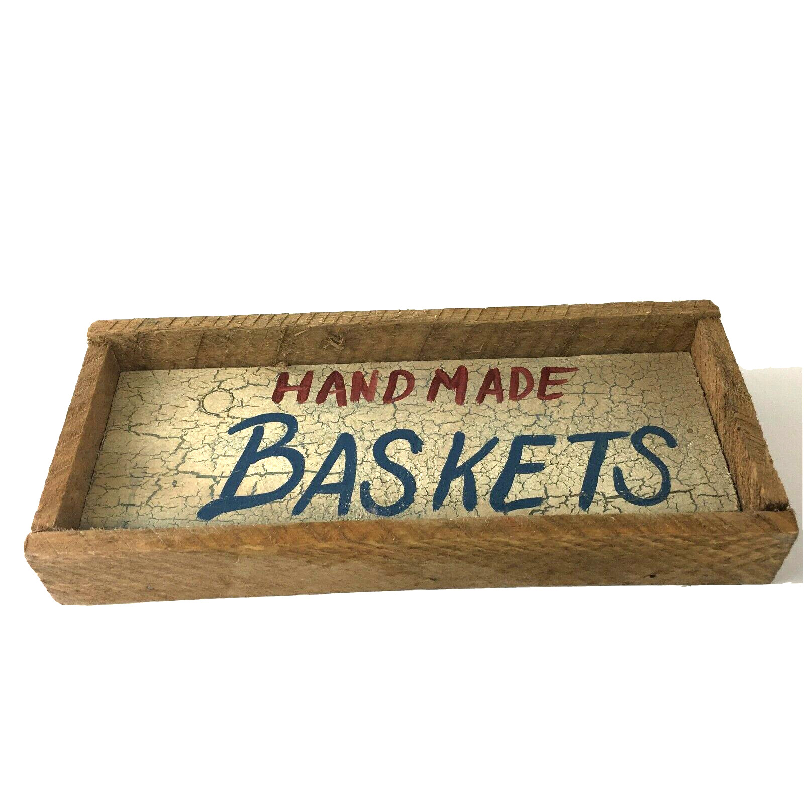 Wooden HANDMADE BASKETS Shelf Sitter Free Standing Wall Hanging Sign