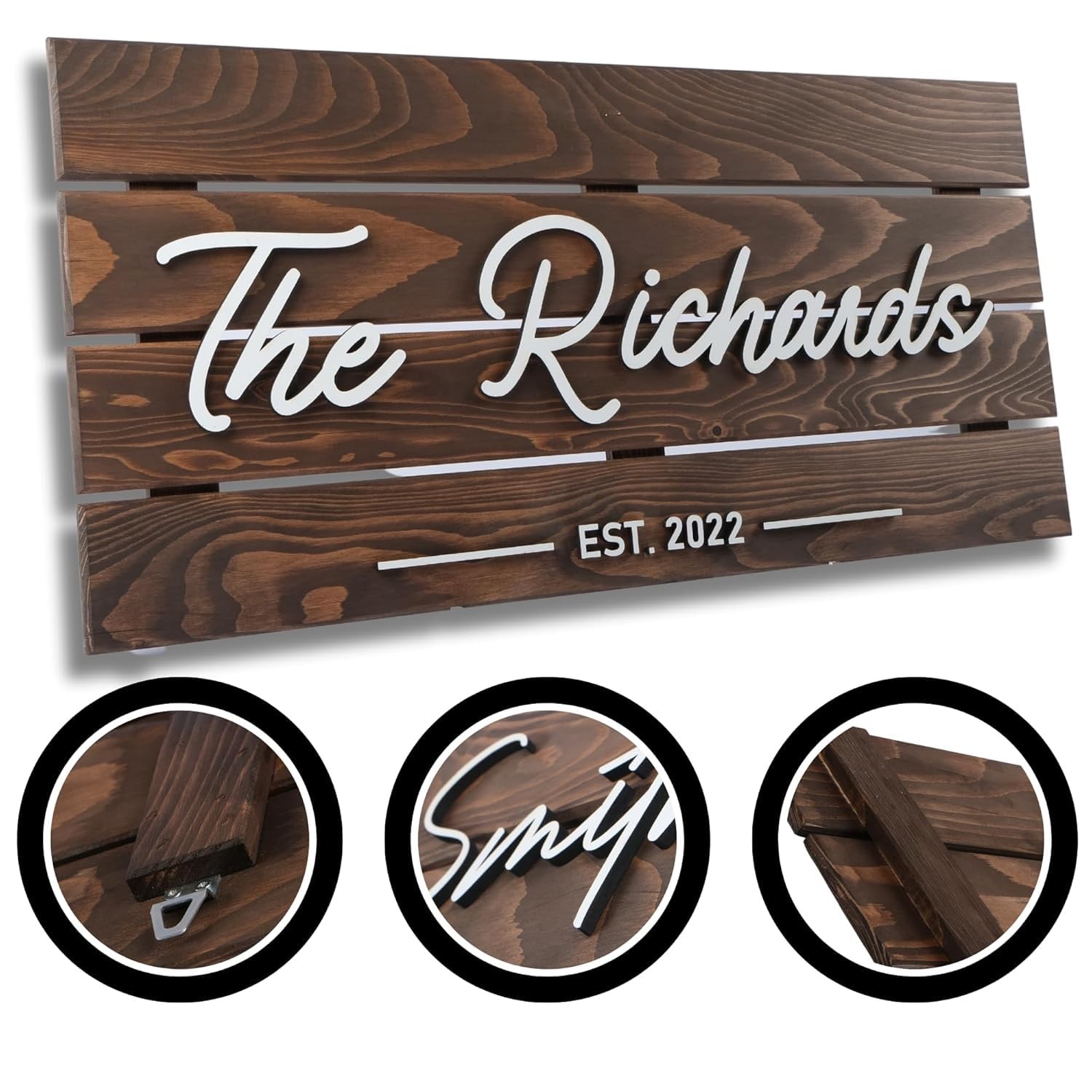 Custom Wood Name Sign, Rustic Wedding Gift With Established Date, Multiple Sizes