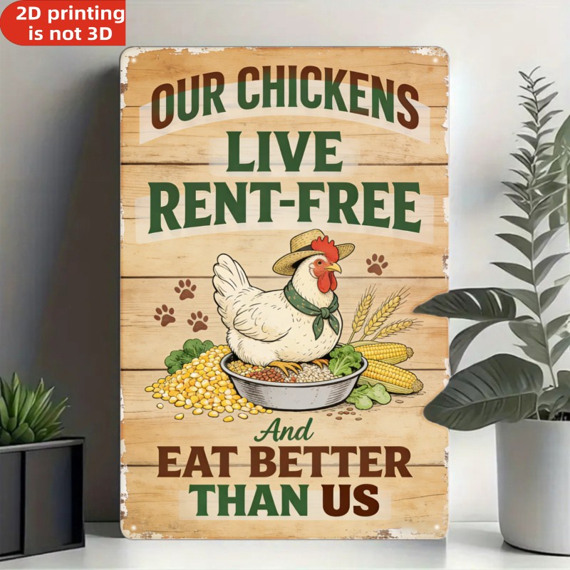 Vintage Flat Tin Sign Featuring Natural Wood Look It Humorously
