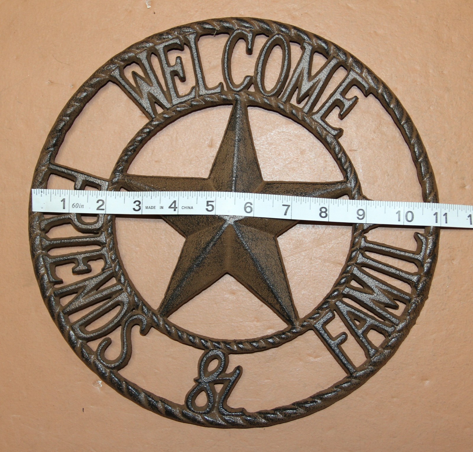 (1) Rustic Texas Welcome Plaque Heavy Cast Iron, 11 inch, H-109