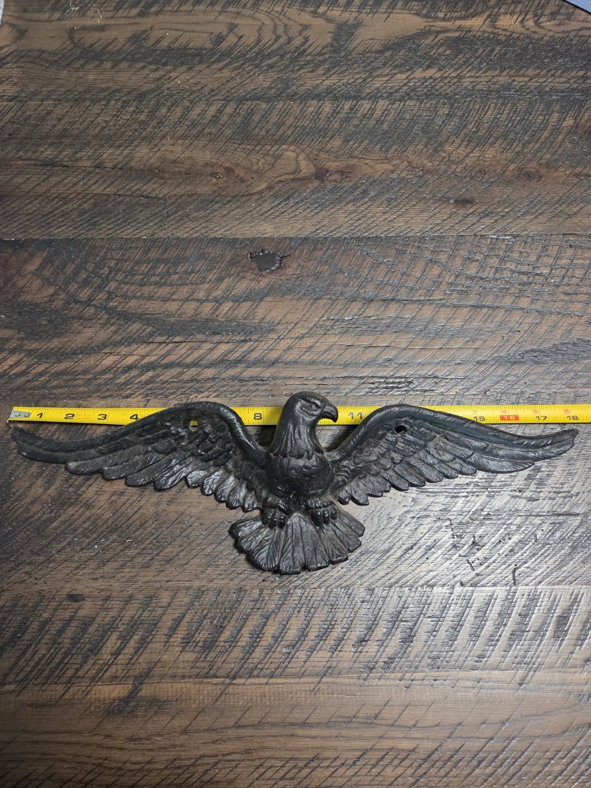 Vintage American Eagle Spread Wings Cast Aluminum Outdoor Wall Hanging Deco 18″