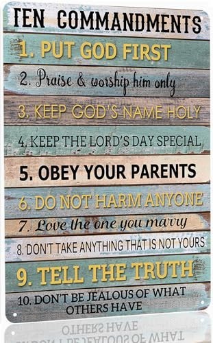 The Ten Commandments Metal Tin Sign 10 Commandments Wall Art Decor Ten Commandme