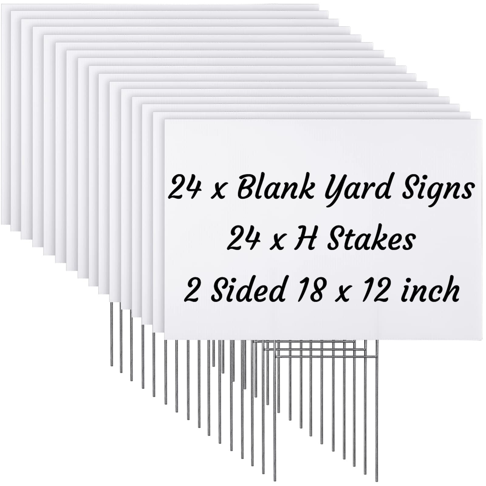 Blank Yard Signs 12 X 18 Inch Double Sided Waterproof with Stakes