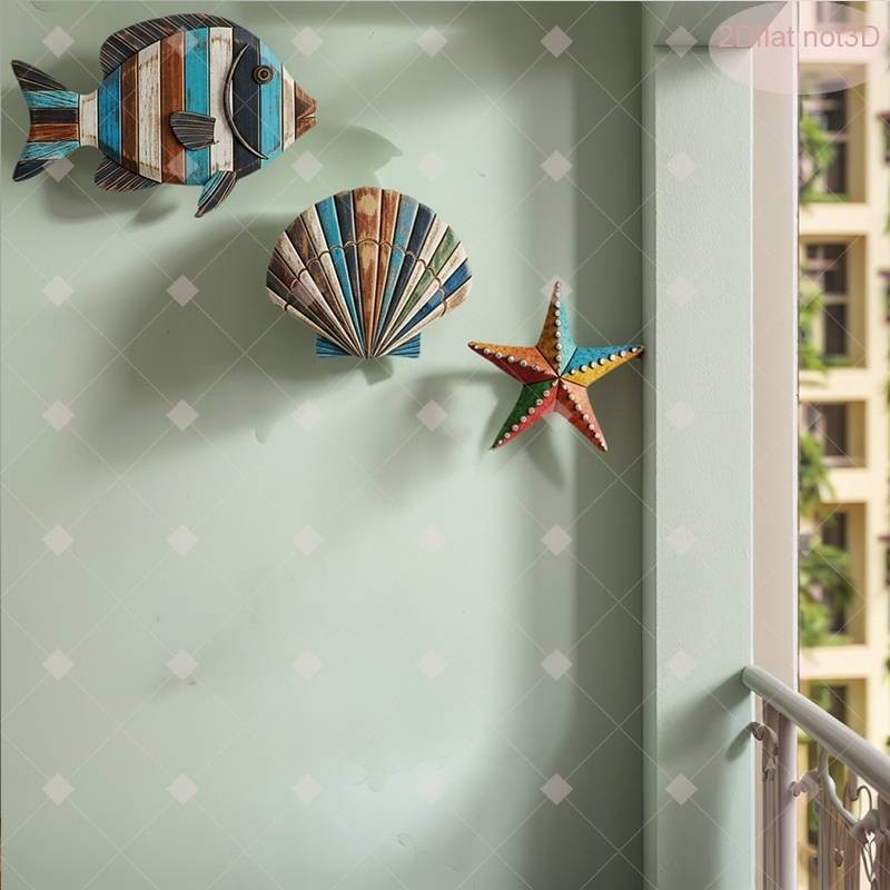 3Pcs Wood Nautical Beach Wall Decor, Wooden Hanging Coastal Wall Art Decor