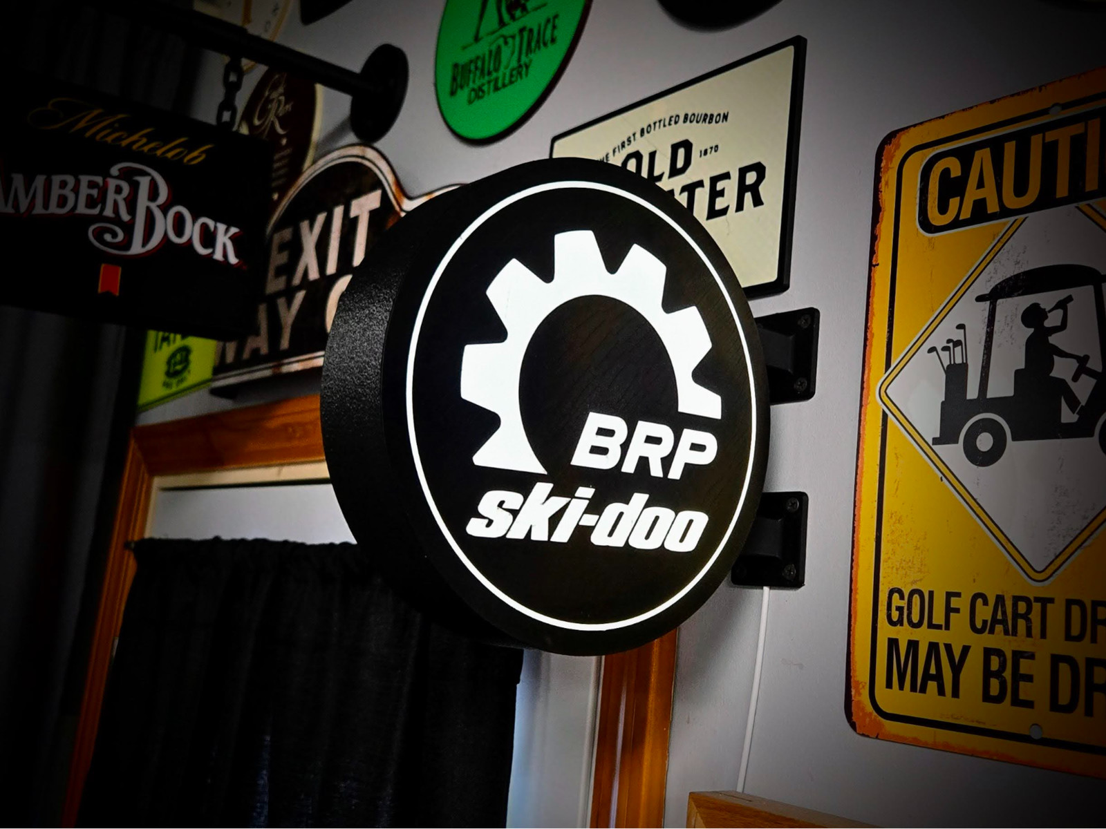 BRP Ski-Doo LED Lightbox Sign 3D Printed Round Wall Mount Man Cave Garage Decor