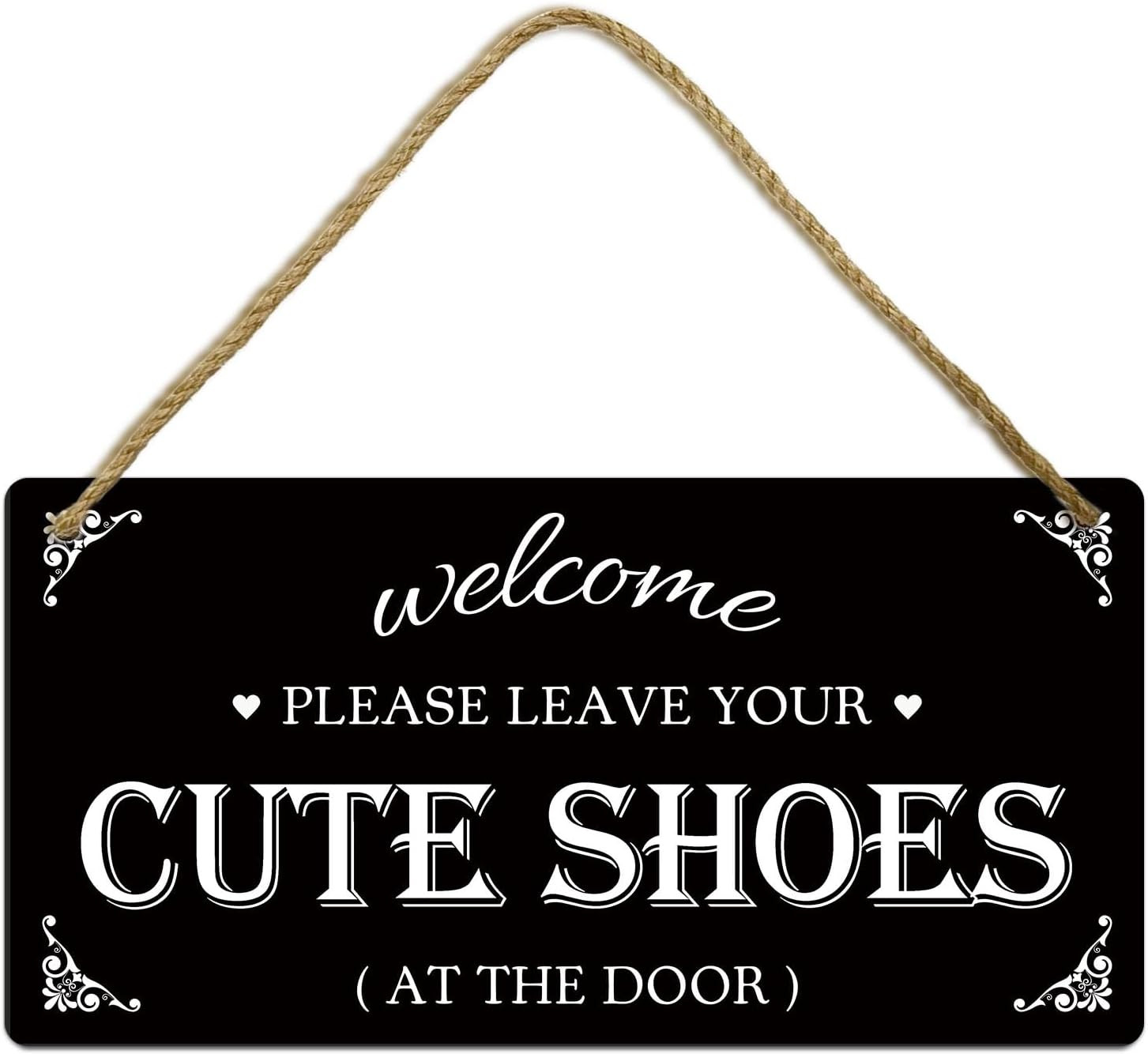 Please Remove Your Shoes Sign for Front Door, 11.8 X 5.9 in Wooden No Shoes Sign