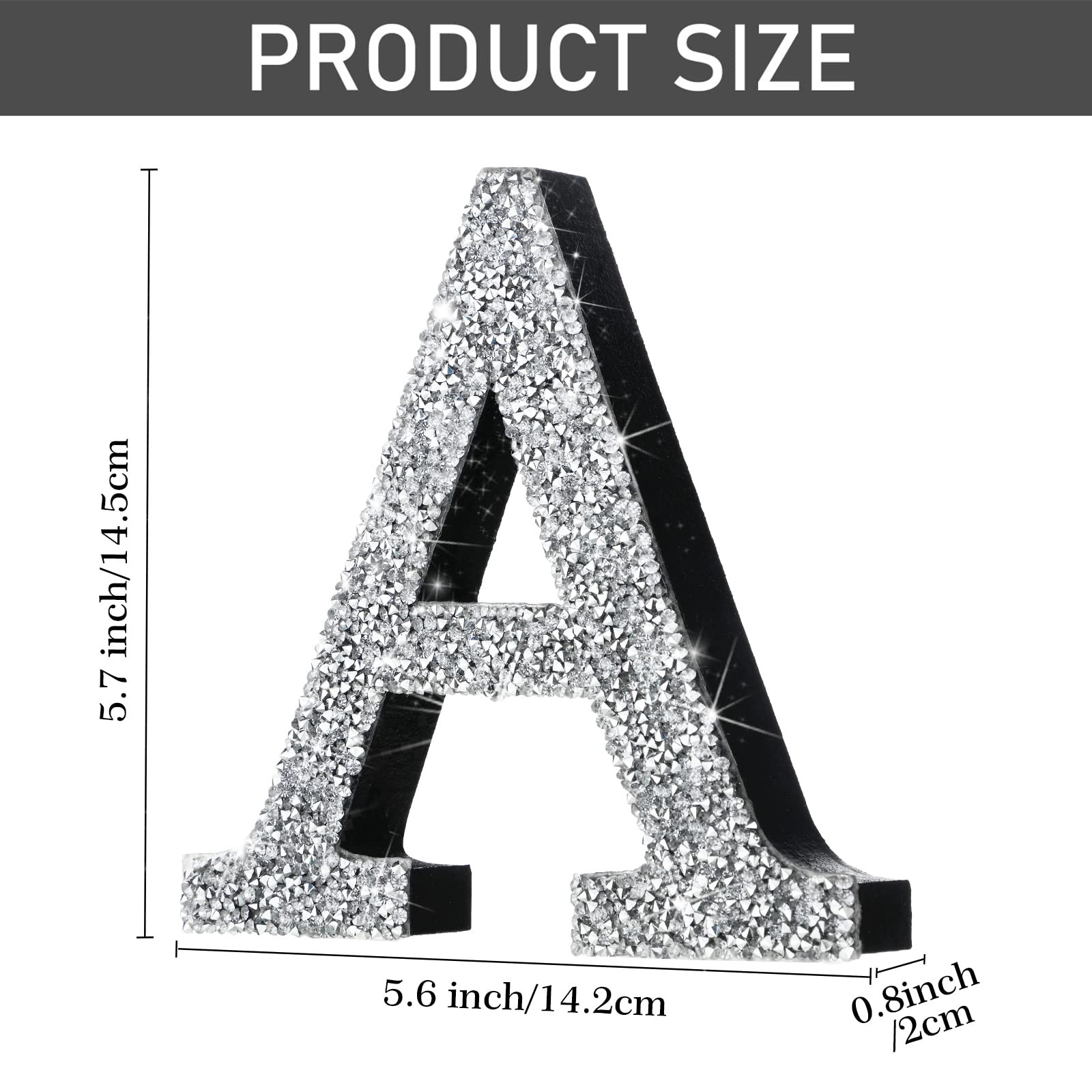 5.7″ Silver Crystal Diamond Bling Letters Crushed Diamond Decoration Wooden G…