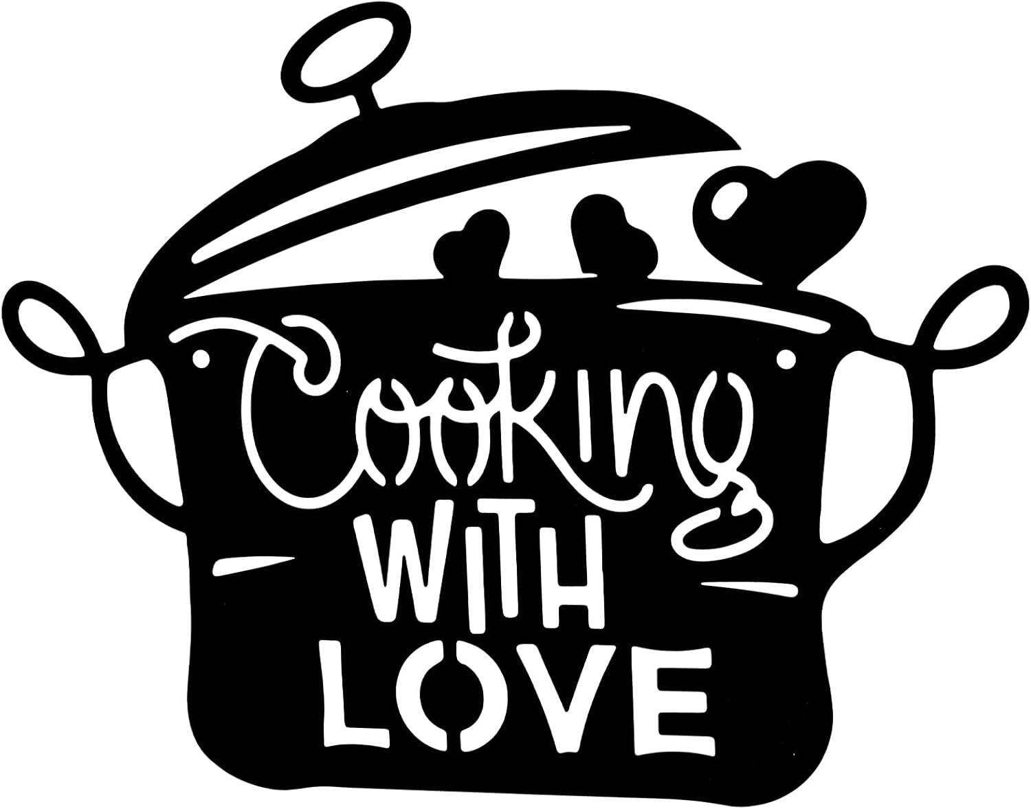 14 x 11 inch Black Metal Kitchen Pot Wall Decor Cooking with Love Kitchen decora