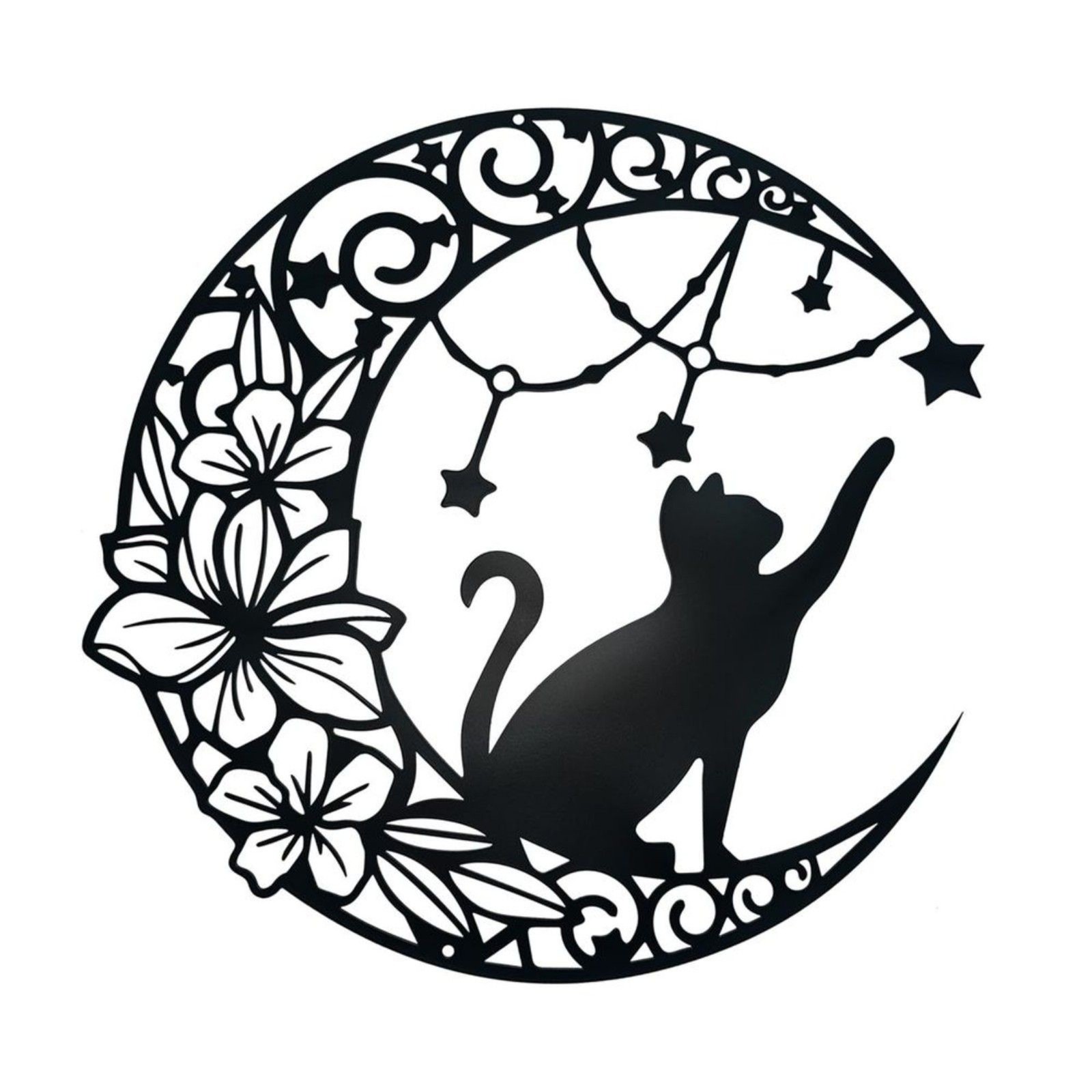 Zoihet Black Floral Moon Swirl Metal Wall Art – Home Wall Decor 12X12