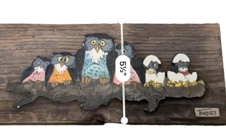 Handmade Clay Creation Wall Art Owl Family Bird OOAK Darlene Thiesies Signed