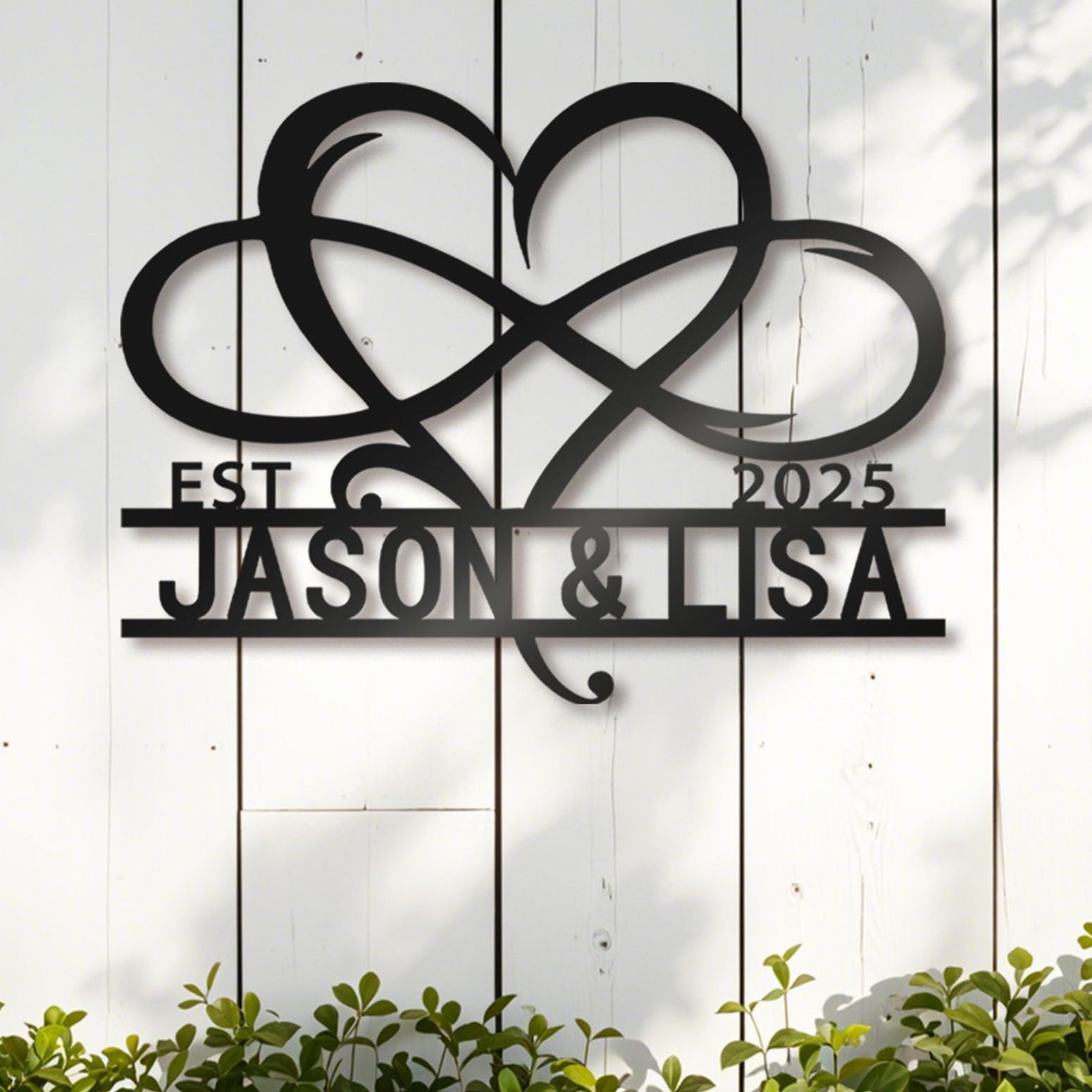 Personalized Infinity Heart Name Sign, Custom Couple Metal Wall Decor Gift