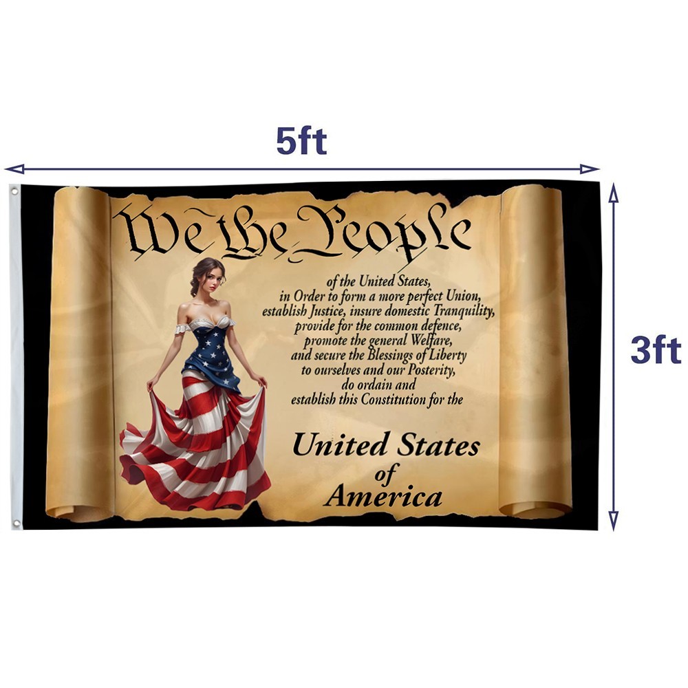 We the People Lady Liberty and the Preamble Patriotic Flag Banner 3x5ft Man Cave