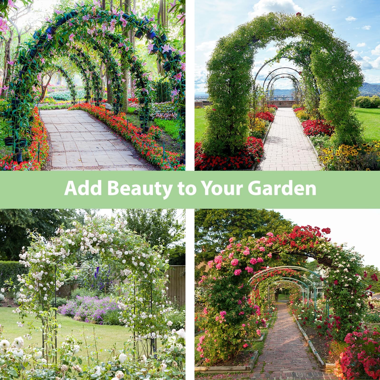 7.8ft Garden Arch Trellis for Climbing Plants Outdoor, Metal Arch Frame Garde…