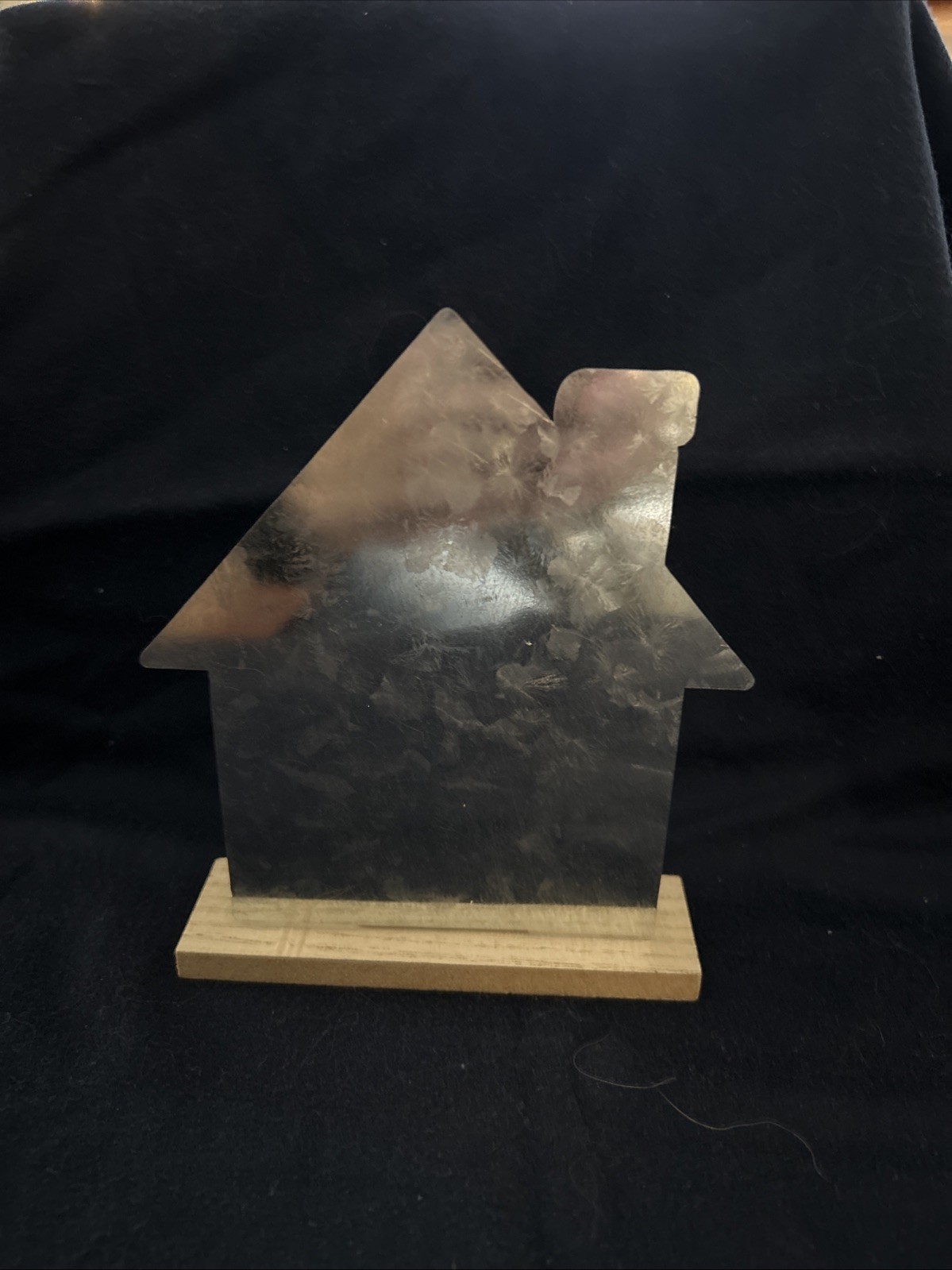 Decorative Galvanized Tin House On Wood Stand