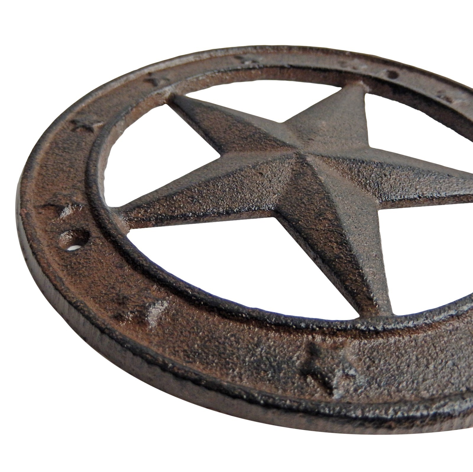 Cast Iron Texas Star With Ring Western Barn Decor Rustic Antique Style 6.25″