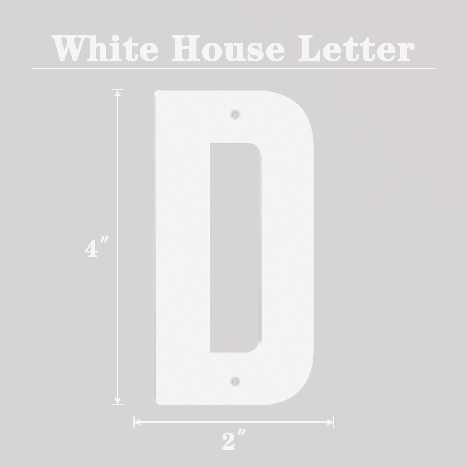 SpNo1-MS Aluminum Address Number Letter, 4 Inch White D