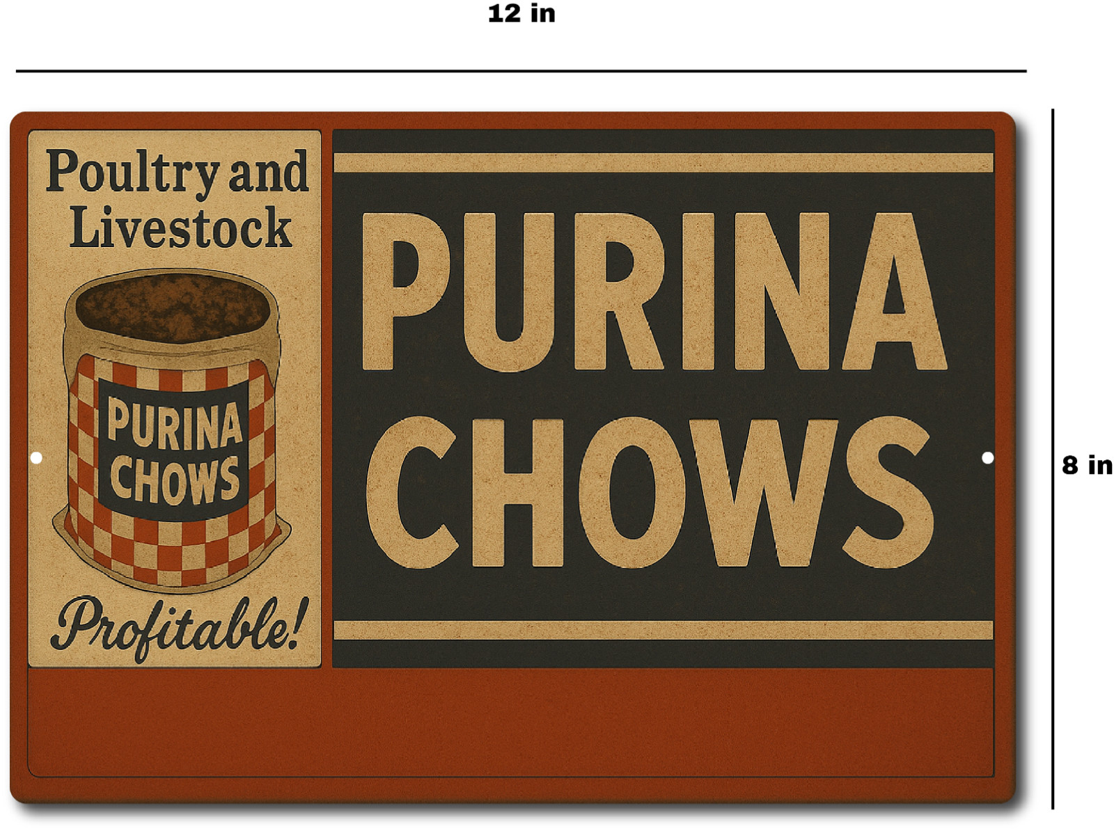 Rustic Purina Chows Tin Sign Vintage Retro Farm Poultry Livestock Feed Decor