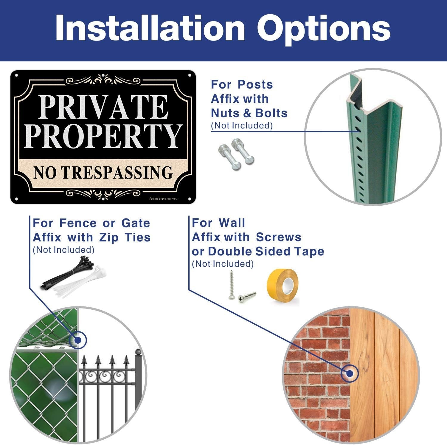 Durable Reflective No Trespassing Signs – 2 Pack 10×7 Inch for Property Security