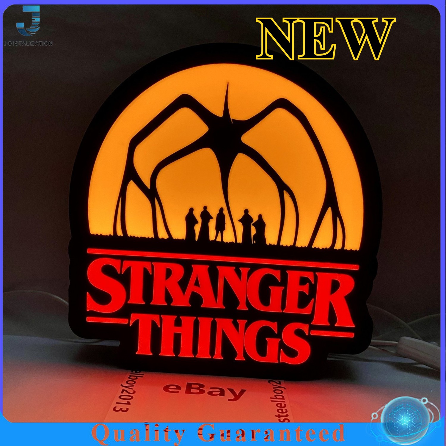 3D Printed Light-Up USB LED Lamp Stranger Things Logo Light Box Neon Sign 8 Inch