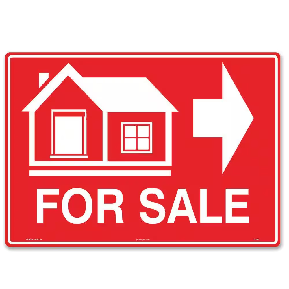 14 In. X 10 In. House for Sale Sign (Right Arrow) Printed on More Durable Longer