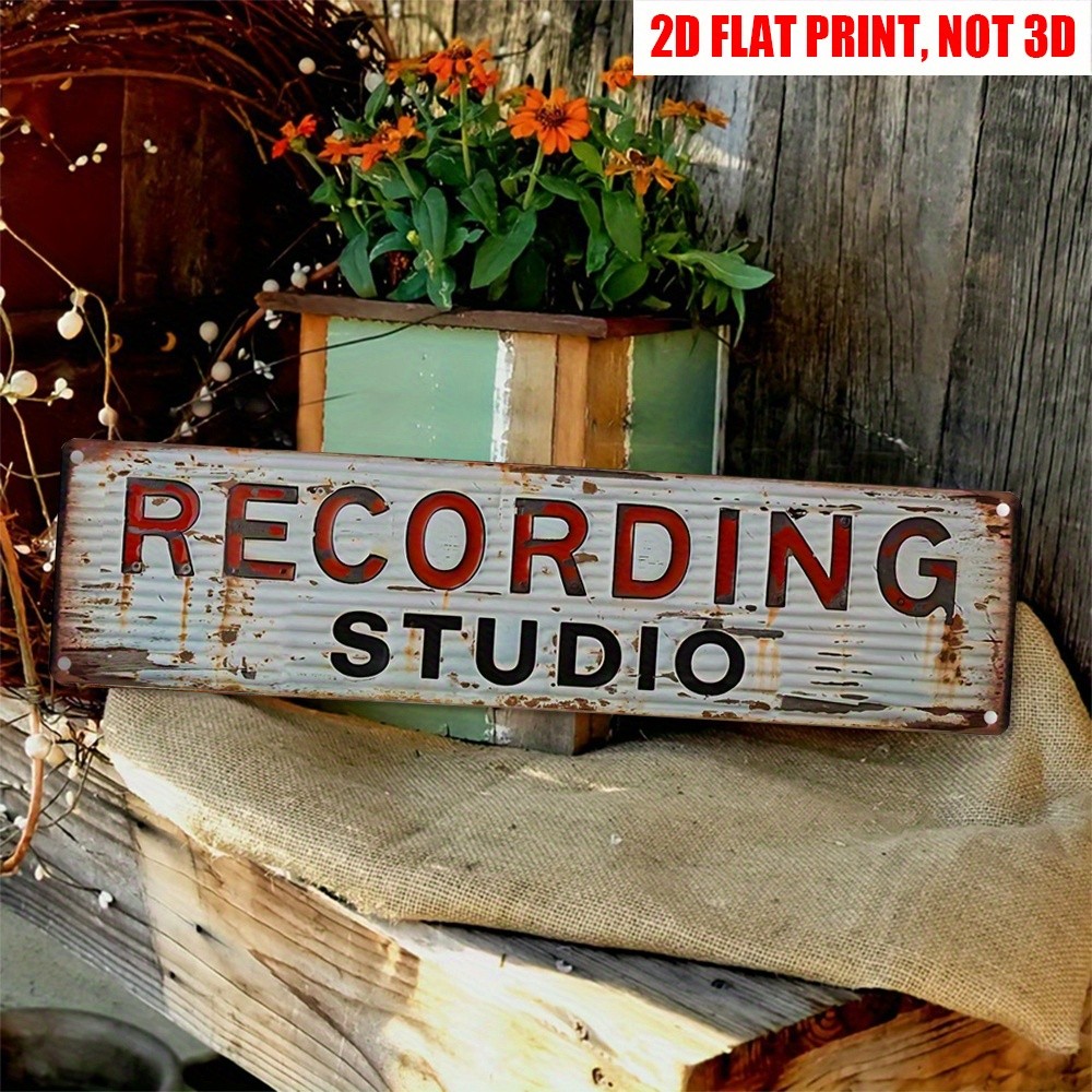 Vintage Recording Studio Metal Tin Sign Retro Music Decor for Home Studio Gift