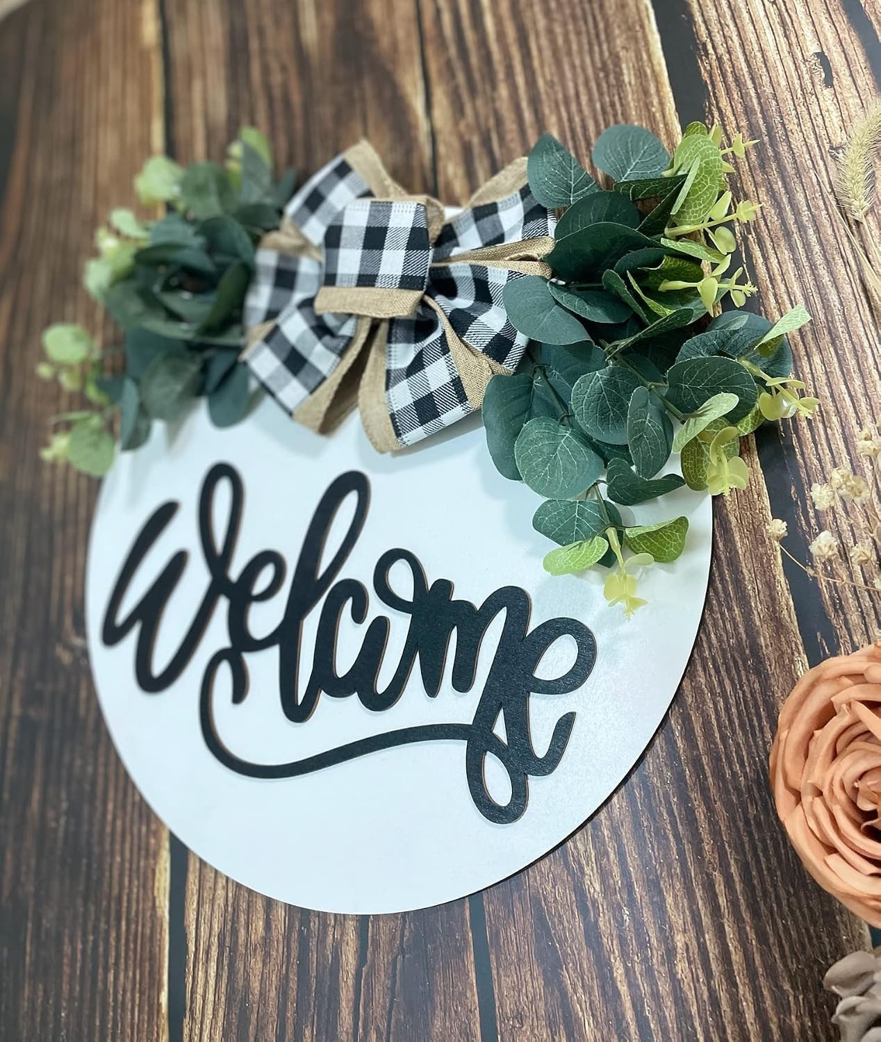 Welcome Sign Front Door Porch Decor Farmhouse Wall Hanging 12 Inch