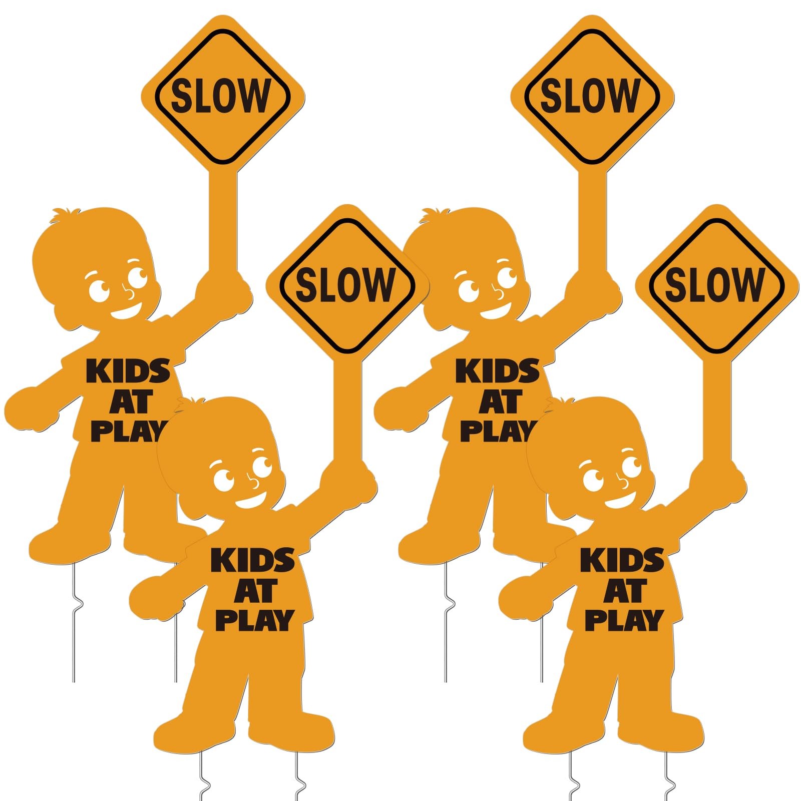 4 Pack Slow Down Kids at Play Signs for Street 16 x 12 Inches Double Sided Ch…