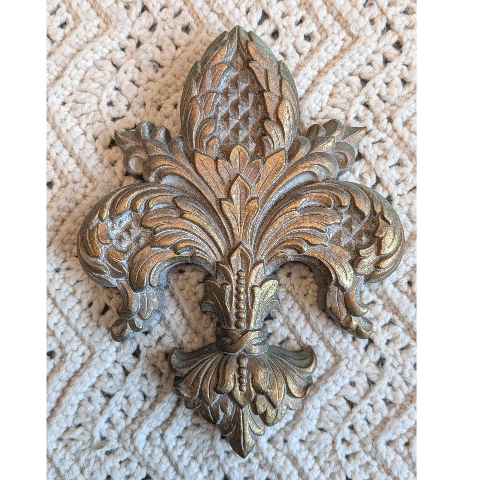 Vintage Syroco Gold Fleur De Lis Wall Plaques Set of 2 Mid Century Decor 5163