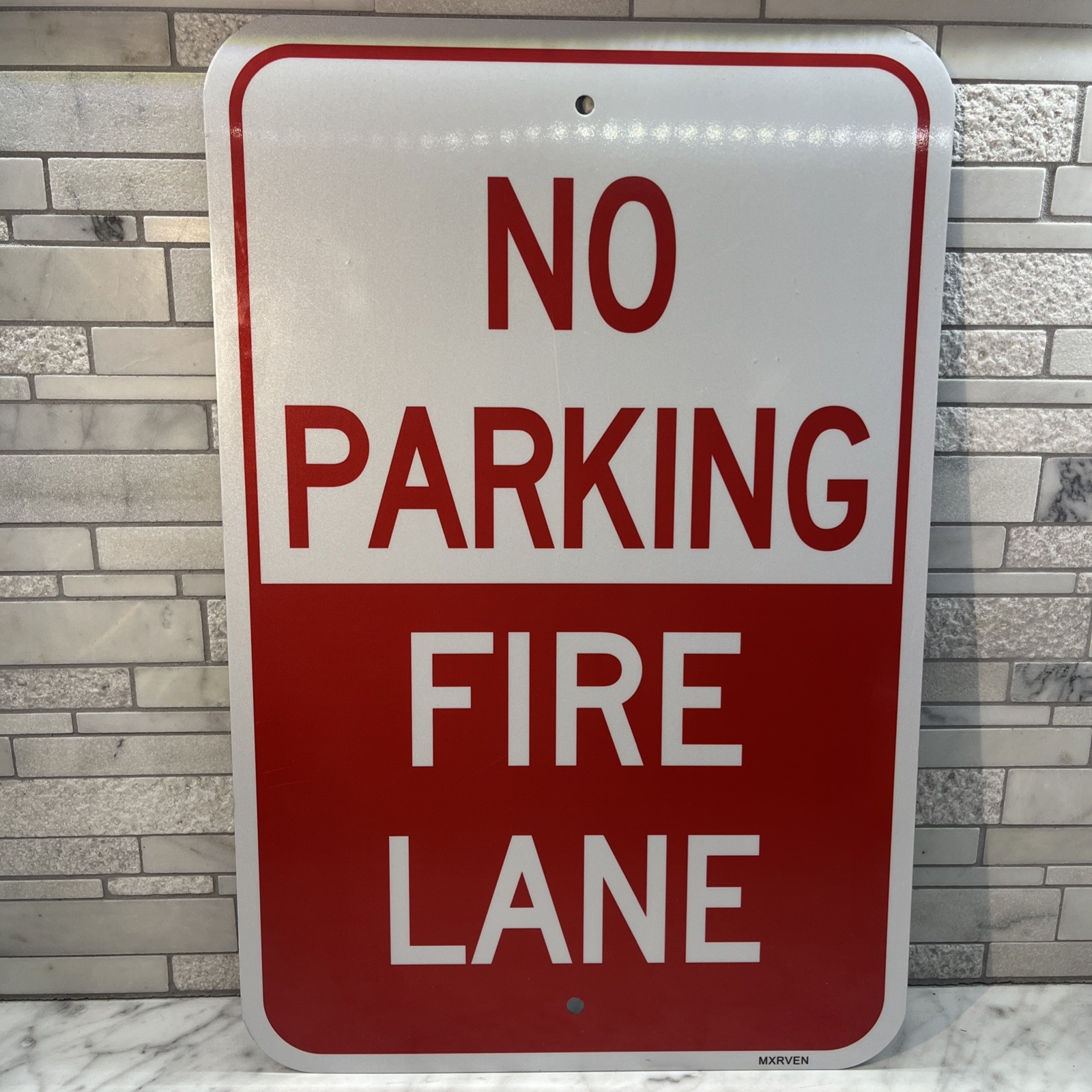 No Parking Fire Lane Sign, In Red & White large 12×18 inches, Aluminum sign