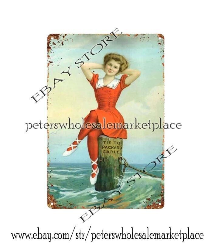 Ocean Lady Tie To Packard Cable metal tin sign indoor outdoor reproductions