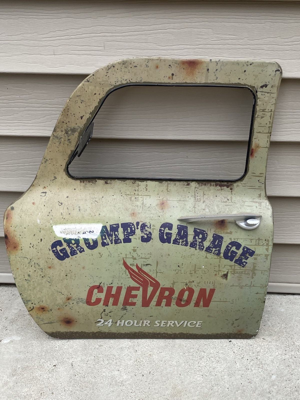 Grump’s Garage Chevron Car Door Wall Decor Metal Sign