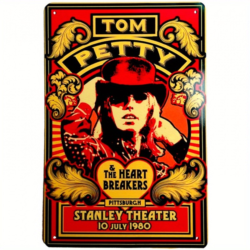 Vintage Tom Petty Retro 80s Rock Roll Concert Tin Metal Sign Poster 8×12