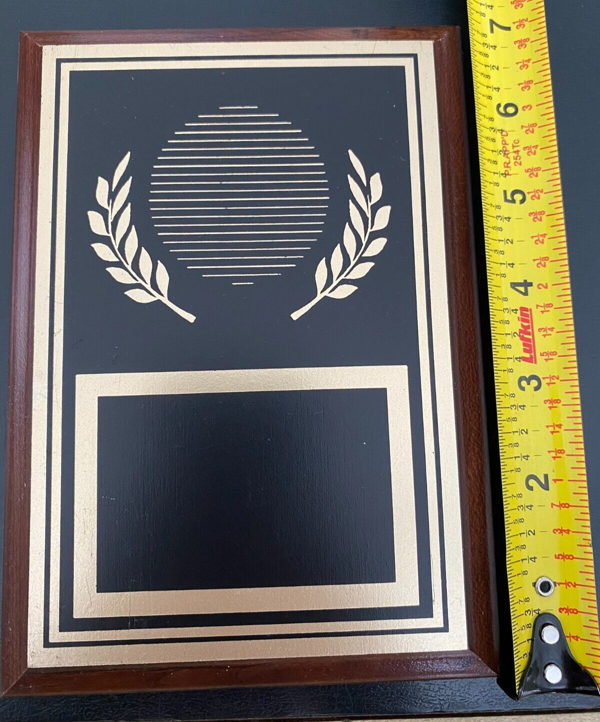 5″x7″ Blank Award Plaque. Cherry with Golden wreath engravable plaque