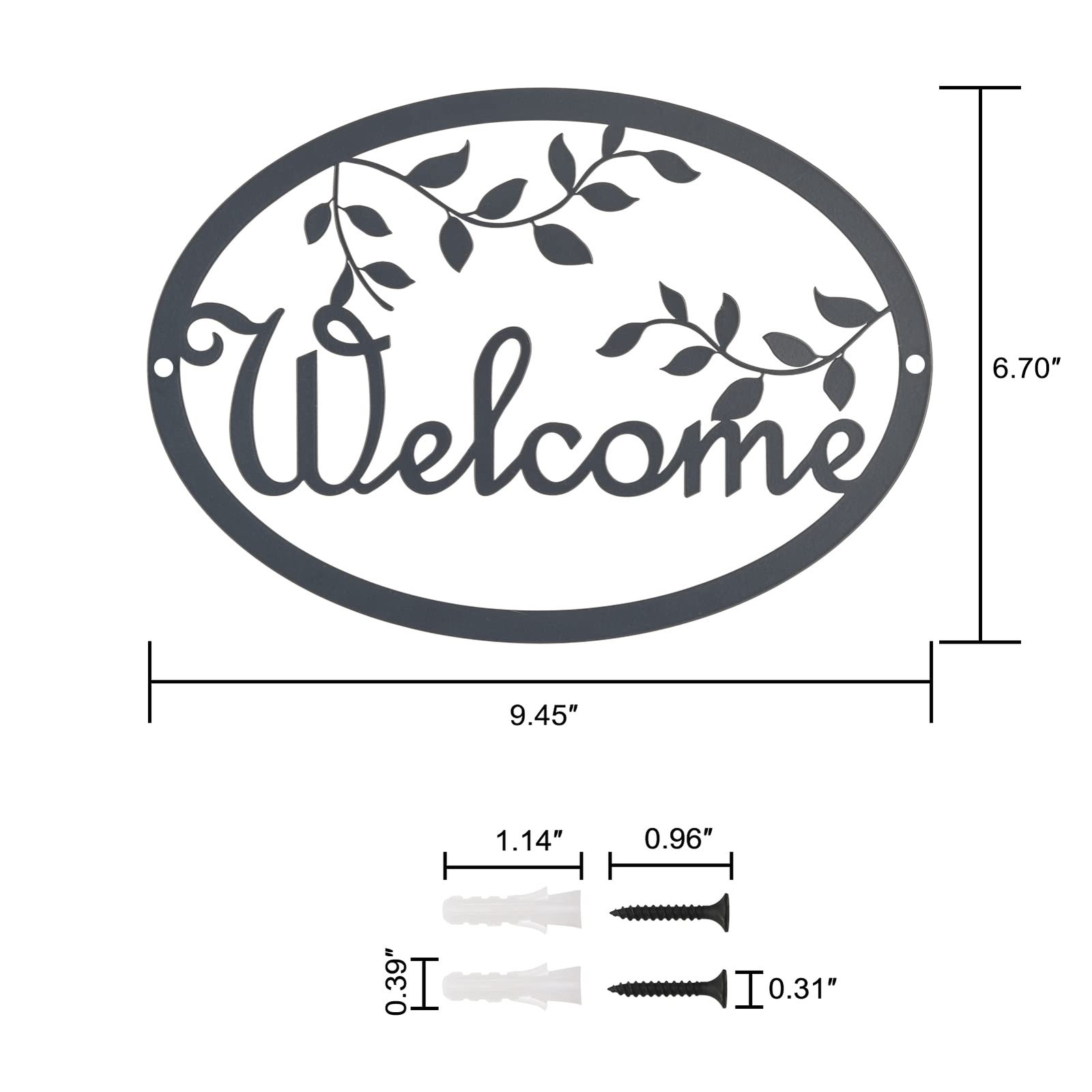Metal Welcome Sign for Front Door – Black Wall Decor – 9.45*6.7inch, black