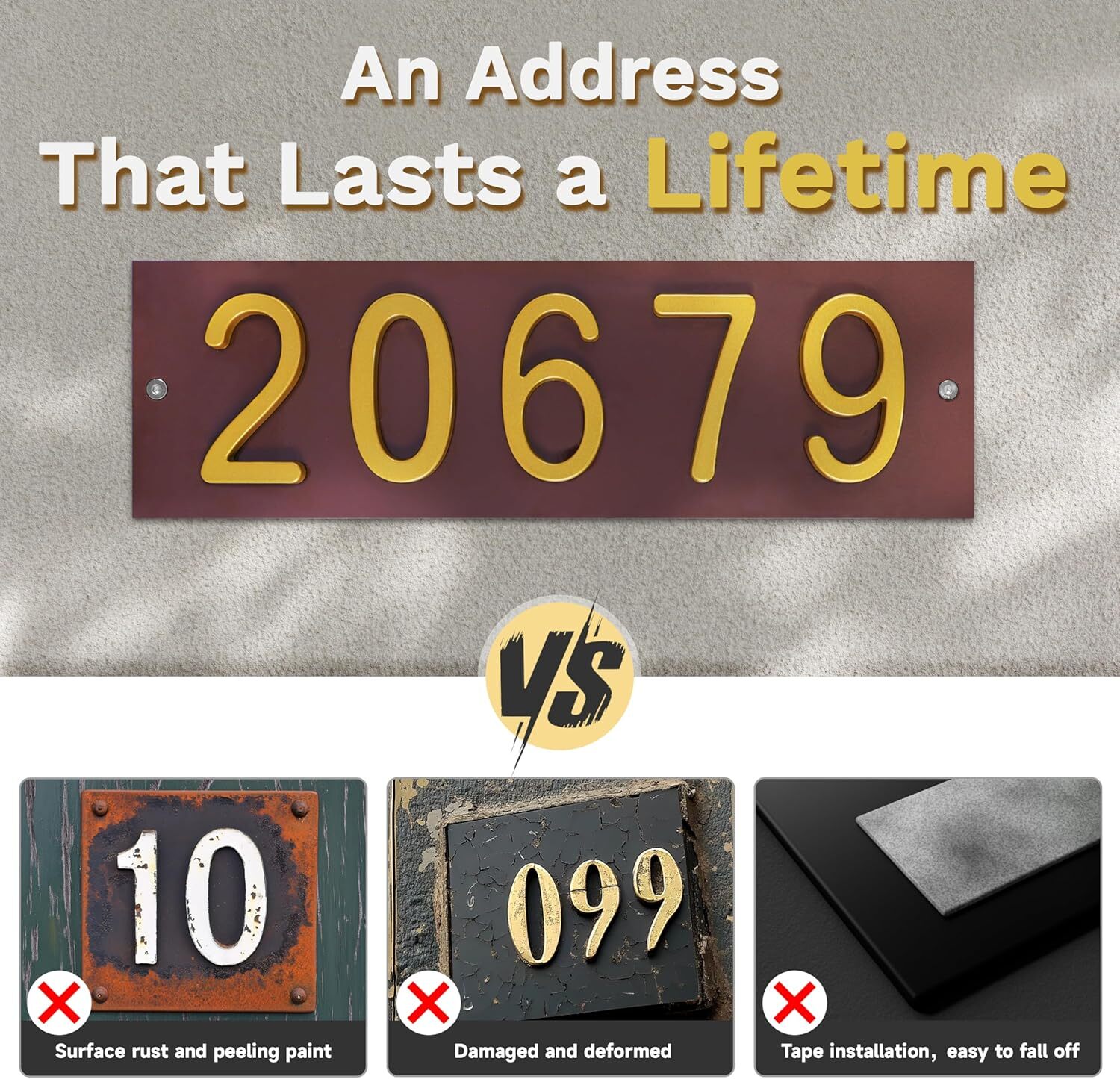 ColourTree Personalized Address Sign – Custom Size House Numbers Plaque