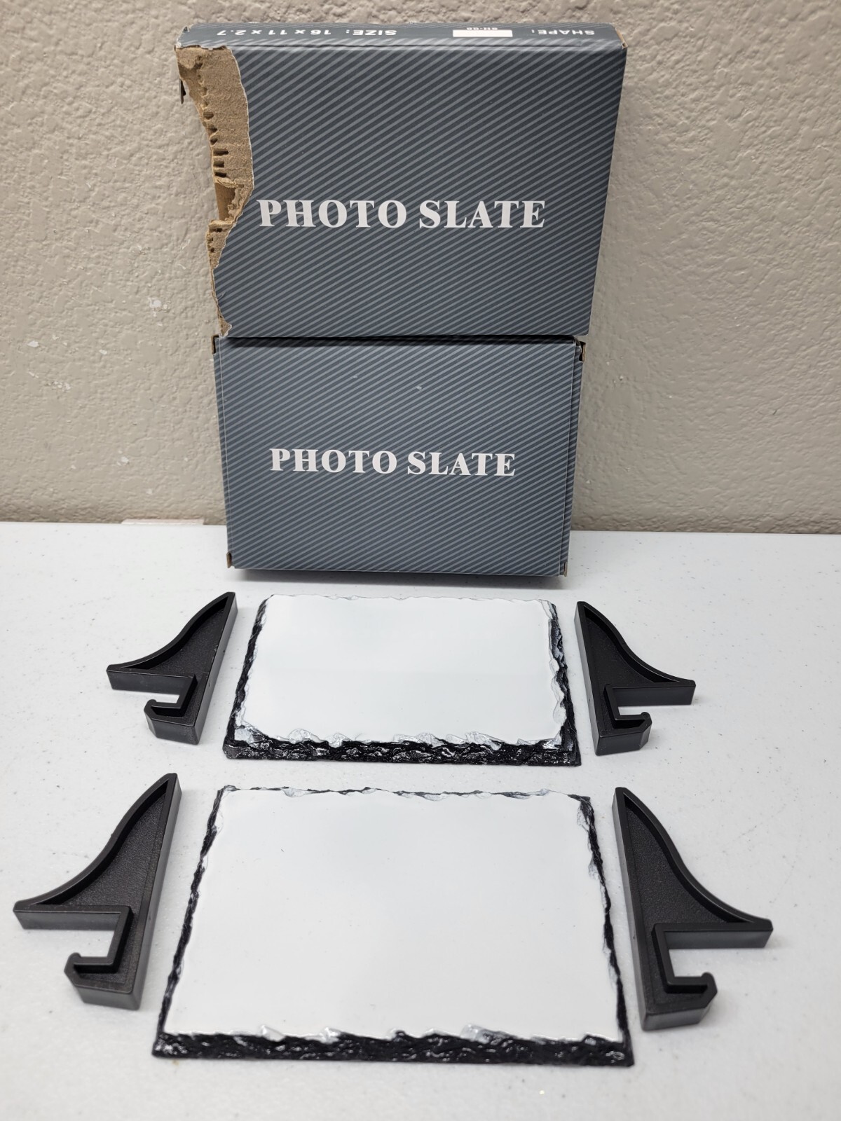 2 Pcs Blank Slate Rock Rectangular Picture Frame NEW