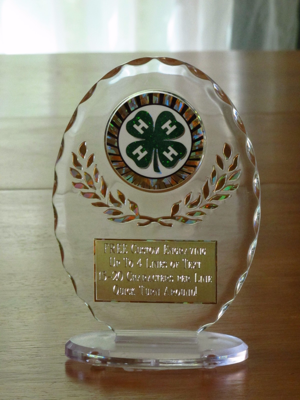 4-H Club/County Fair 6 1/2″ Acrylic Award Trophy FREE engraving