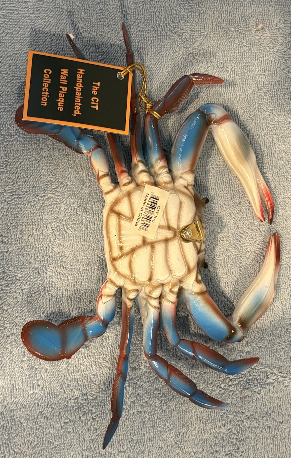 Blue Crab, 10” Wall Decor. Hand painted. Nautical Beach Decor.