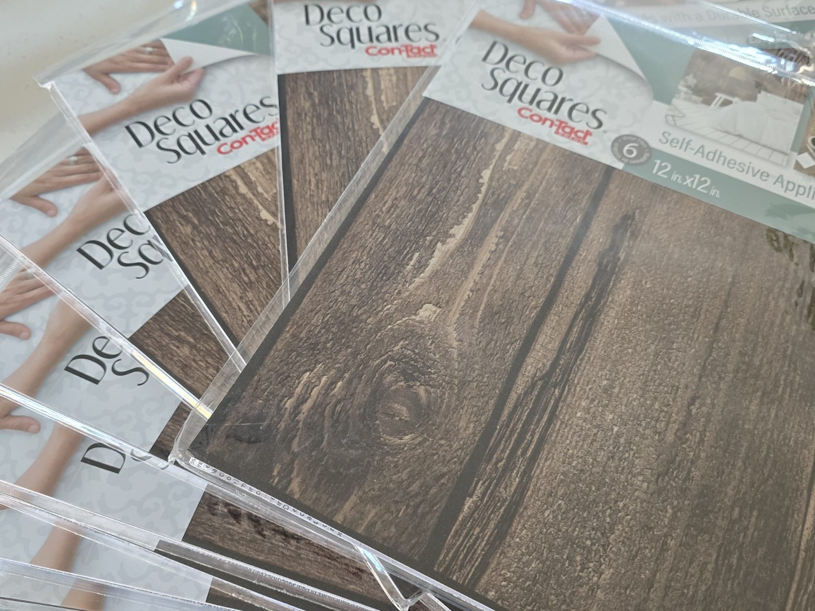 Con-Tact Brand Deco Squares (Rustic Wood Look) Lot of 10