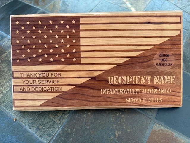 Personalized Military Name Sign Custom Made American Flag Veteran Memorial